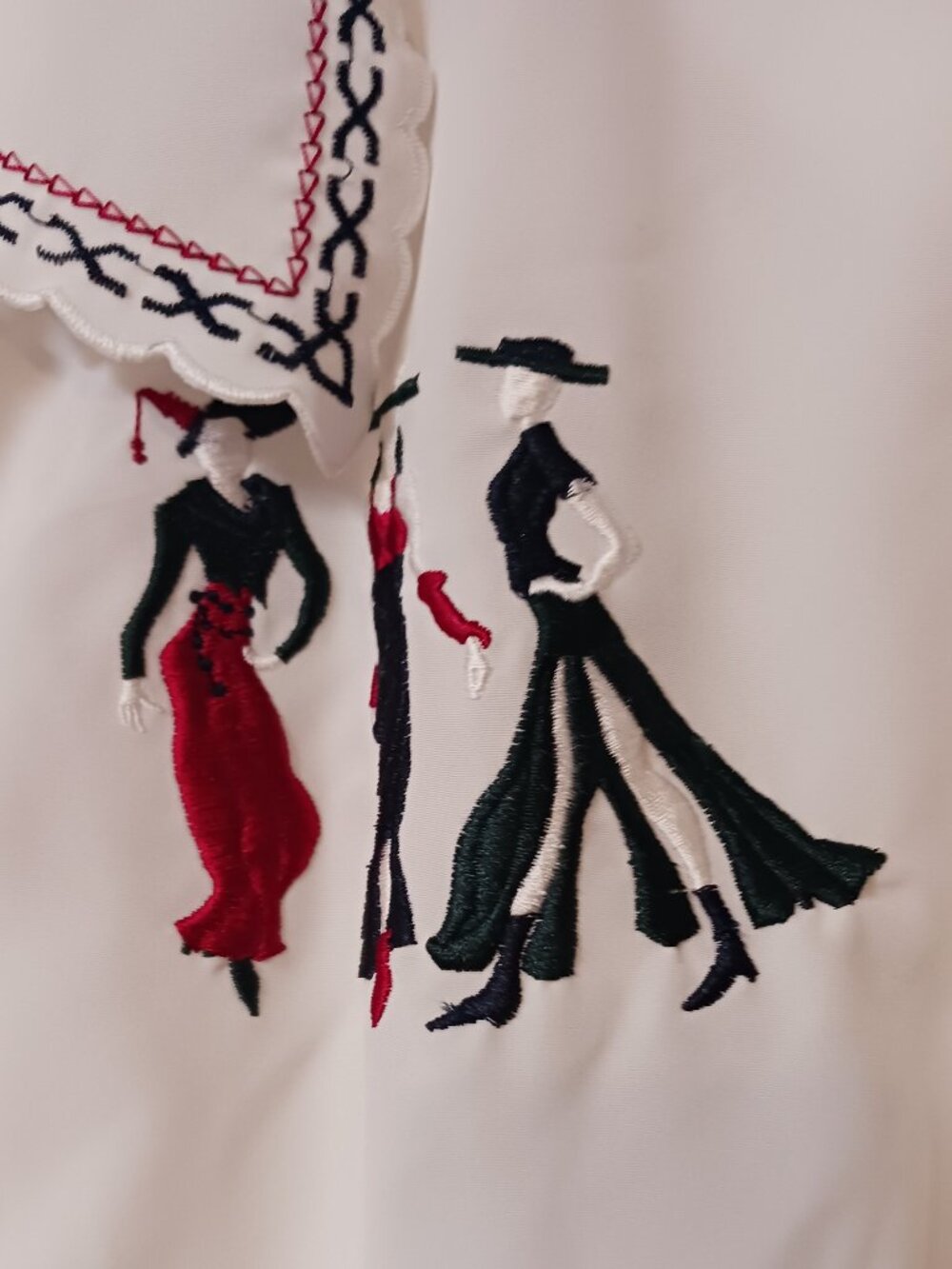 Vintage Jessica Embroidered Size 18 White Long Sleeve Button-Up Polyester Blouse - Picture 5 of 16